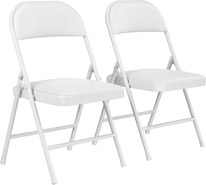 2 Pack Padded Folding Chairs, Portable Metal Foldable Chairs by HomePage