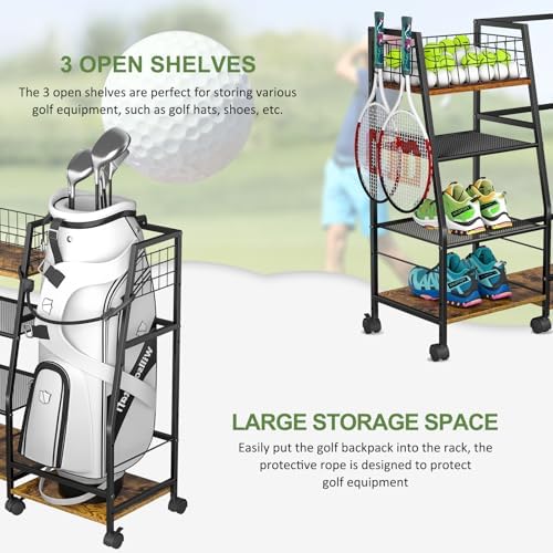 DAOUTIME Golf Bag Stand with Wheels, Golf Bag Organize - Image 5