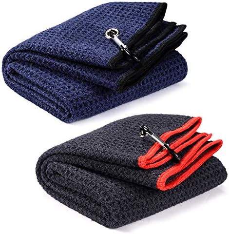 2 Pack 16" x 24" Tri-fold Golf Towel Set by Fpxnb