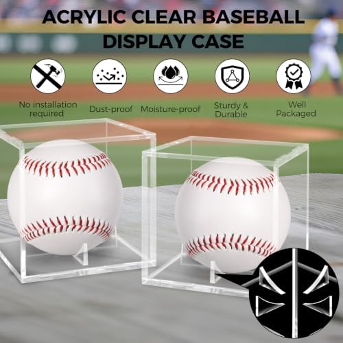 Guirnd 8 Pack Baseball Display Case, UV Protected Acrylic Baseball Holder - Image 5