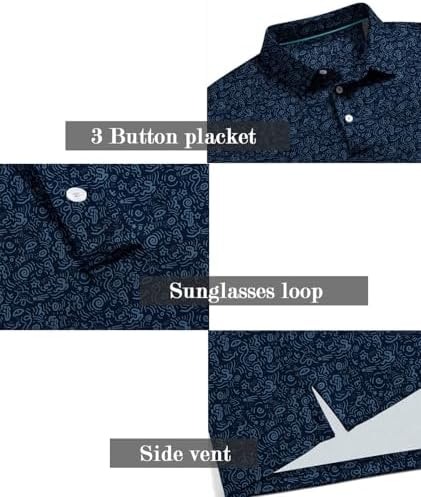ZITY Men's Golf Shirts Short Sleeve Print Patterns Casual Collared Polo - Image 3