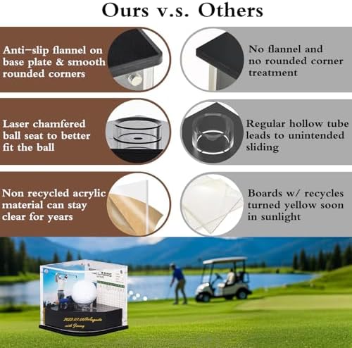 Golf Ball Display Case for Golfer w/ Golden Marker. Black Ball Throne - Image 3