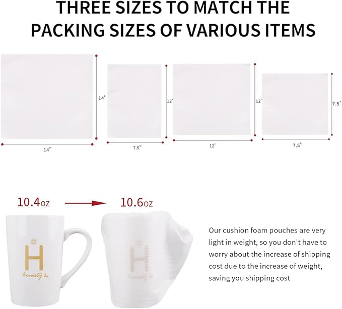 260pcs Moving Supplies, 4 Sizes Foam Pouches(7.5" x 7.5". 7.5" x 12" .12" x12" 14" x 14". 60pcs fragile labels) for Moving and Storing,Making Packaging and Transportation Easier.