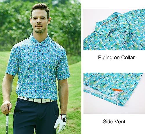 Alex Vando Mens Golf Shirt Moisture Wicking Print Performance Polo Shirt - Image 3