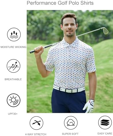 Alex Vando Mens Golf Shirt Moisture Wicking Print Performance Polo Shirt - Image 5