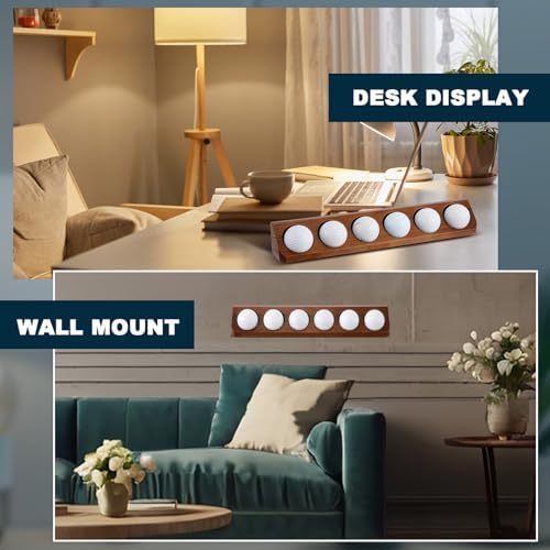 CroBlissful 1 Pack Golf Ball Display Case 1 Tier Wall Mounted Walnut Wood - Image 5