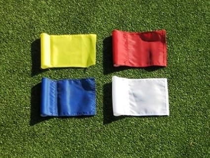 ShopTJB Golf Practice Putting Green - Natural or Synthetic - Accessory Kit - (3) Aluminum 6" Deep Regulation Cups + (1) Red Jr Flag + (1) 30" Fiberglass Pin Marker with Ball Lifter Disk