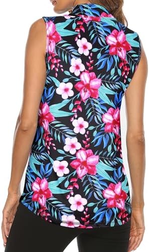 Tanst Sky Women's Sleeveless Golf Polo Shirts Quarter Zip Workout Tank Top - Image 2