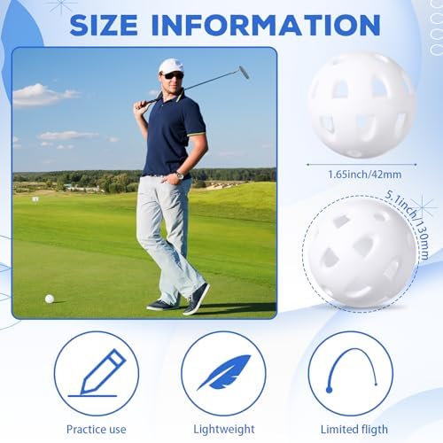 Junkin 50 Pack Practice Golf Balls Limited Flight Plastic Impact Golf Balls - Image 2