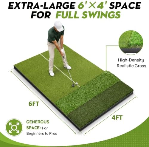 6x4ft Premium Golf Hitting Mat Dual/Tri-Turf - Image 4
