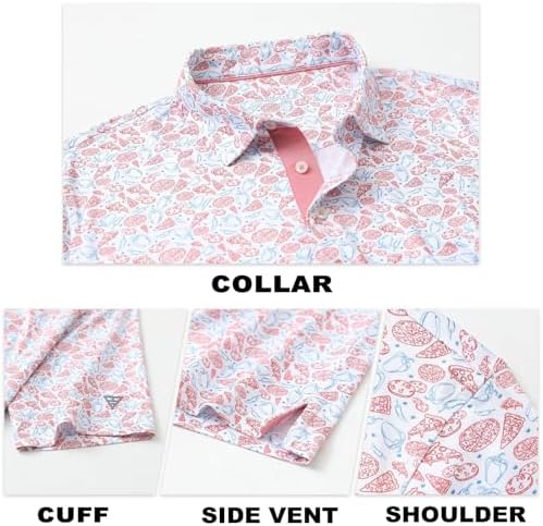 M MAELREG Mens Golf Shirt Short Sleeve Dry Fit Print Moisture Wicking - Image 5