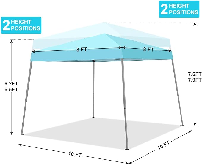 10x10FT Slant Leg Pop Up Canopy Tent, Portable Outdoor Shelter | 10x10FT Base - Image 5