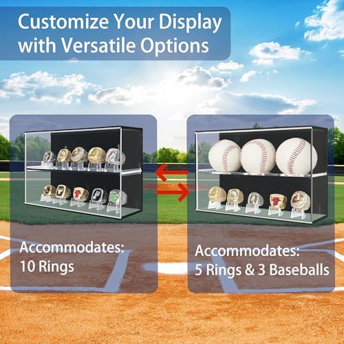 Acrylic Championship Ring & Baseball Dual Function Display Case, Swap Insert - Image 4