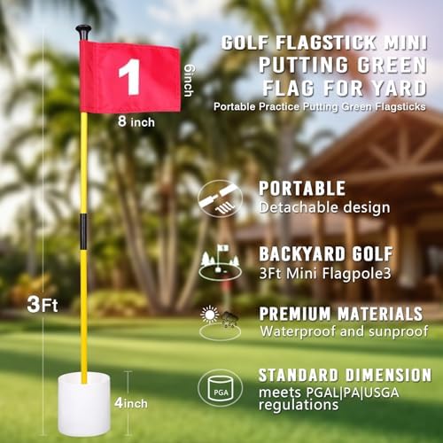 2 or 4 Set 3Ft Golf Flagstick Mini Putting Green Pin Flag - Image 2