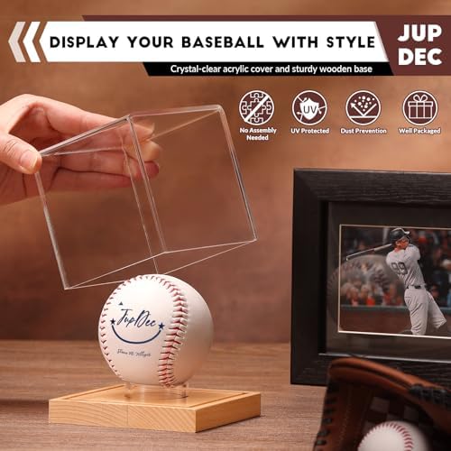 JupDec Baseball Display Case, Autograph Baseball Stand Box - Image 2