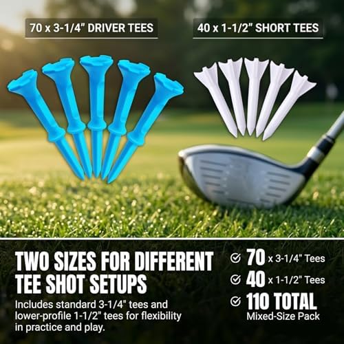 Stepped Golf Tees, 110/150 Count Mixed Size Golf Tees, 3-1/4" & 1-1/2" - Image 7