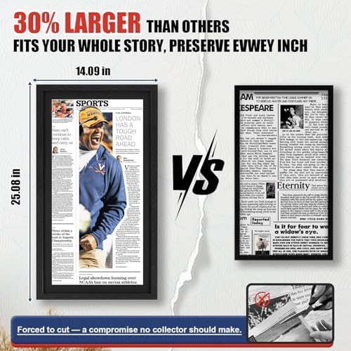 JupDec 11 × 22 Up to 13 × 24 Newspaper Frame, Premium Wood Display Case - Image 3
