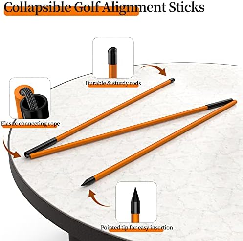 MoKo Golf Alignment Stick, 2 Set Golf Alignment Rods, Posture Corrector - Image 3