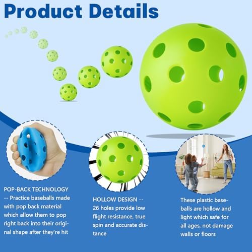 Coopay 24/80 Pack Practice Baseball SoftBalls Plastic Training Balls - Image 6