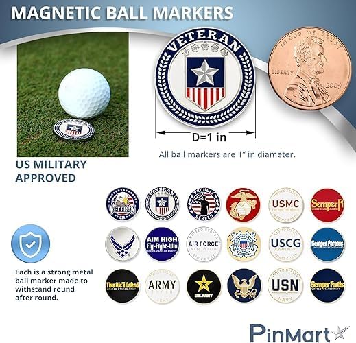 PinMart US Veteran Pack of 9 Magnetic Golf Ball Markers - Image 2