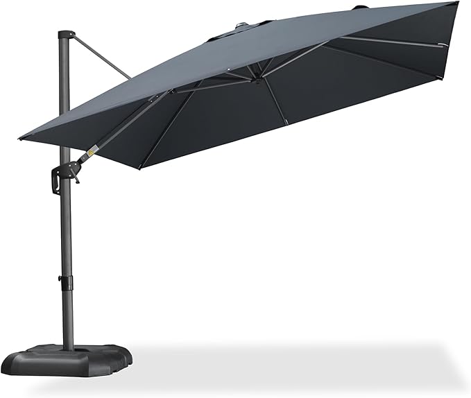 PURPLE LEAF Patio Umbrella Outdoor 10' x 10' Square 360° Rotation Grey | by PURPLELEAF