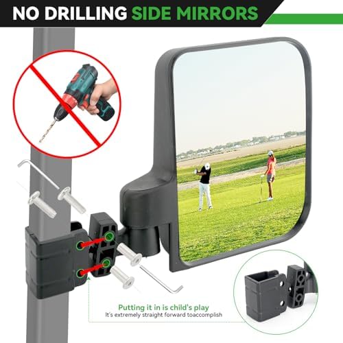 Golf Cart Side View Mirrors for EZGO Club Car Yamaha - Image 2