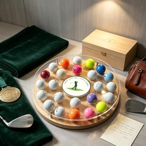 Golf Ball Display Rack, 24 Pieces Wood Acrylic Golf Ball Display case. - Image 3