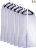 Garment Bags Covers 24''X60'' Dress Bags for Hanging Clothes (Pack of 6) with Study Full Zipper Coat Covers for Closet Clothes Storage Travel
