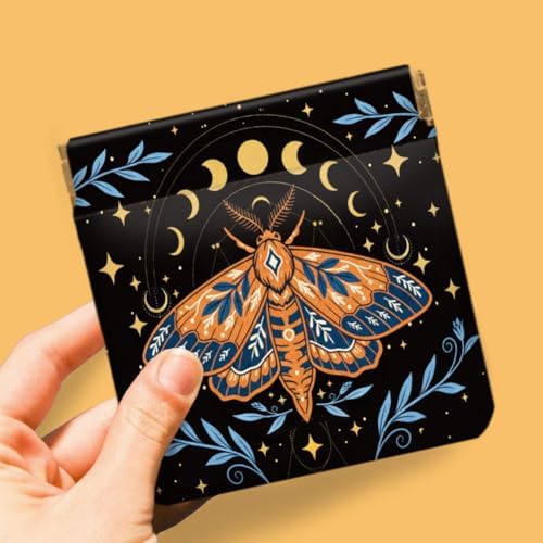 Peacoblue Bohemian moth Coin Purse, PU Leather Squeeze Pouch 4PCS - Image 6