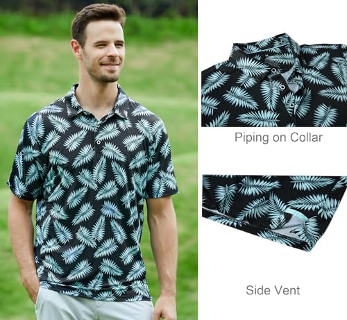 Alex Vando Mens Golf Shirt Moisture Wicking Print Performance Polo Shirt - Image 3