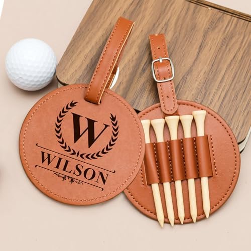 EDSG Personalized Leather Golf Tee Holder Bag Tag - Image 3