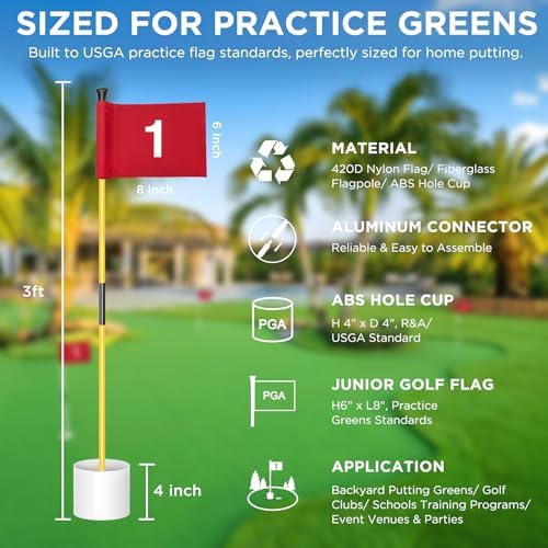 KINGTOP 3 ft Golf Flagstick and Hole Cup Sets - Image 2
