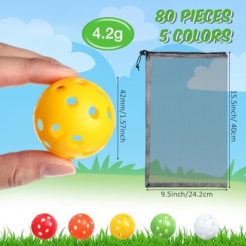 MiniInflat 80 Pcs Practice Golf Balls Plastic 42mm - Image 2