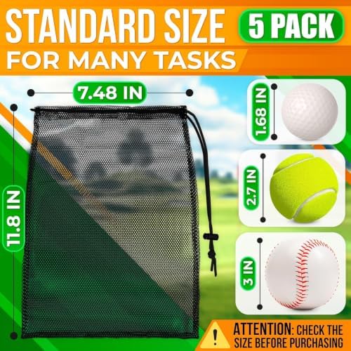 Jambala Mesh Drawstring Bags 5 Pcs, Nylon Net Sacks, 11.8 x 7.48 In - Image 3