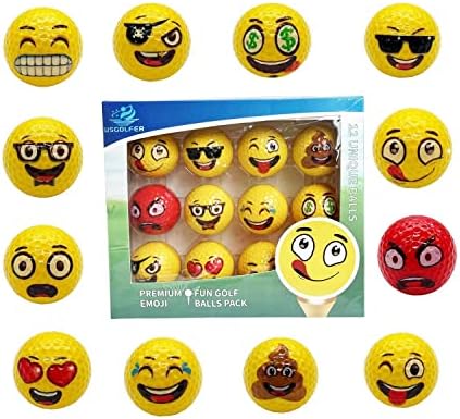 Lightahead USGolfer – Set of 12 Unique Emoticon Fun Putting Practice Golf Balls - Image 2