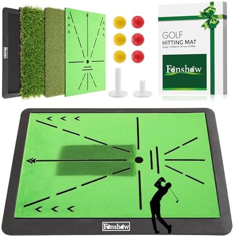 Fanshaw Portable Golf Mat with Swing Path Trajectory, 3-in-1 Hitting Mat by FANSHAWLCC