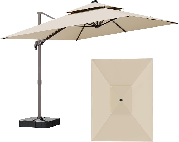 9x12FT Cantilever Patio Umbrella Heavy-Duty Aluminum | 360° Rotating Double by ZLACUIU