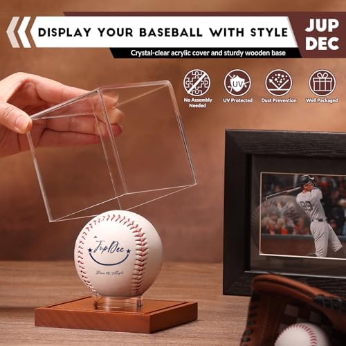 JupDec Baseball Display Case 4 Pack, Autograph Baseball Stand Box - Image 2