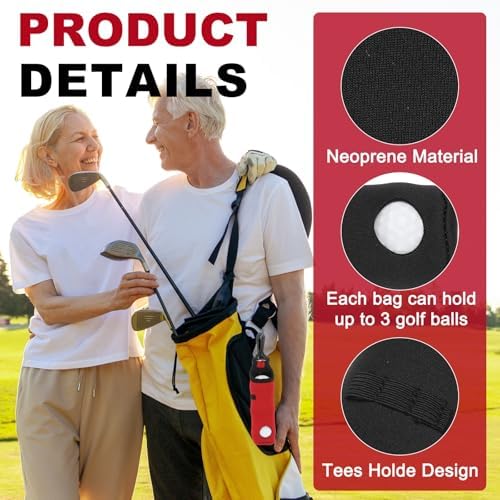 uxcell Golf Ball Carry Bag, Waist-Mounted Storage Bag Neoprene Golf Tee Holder - Image 3