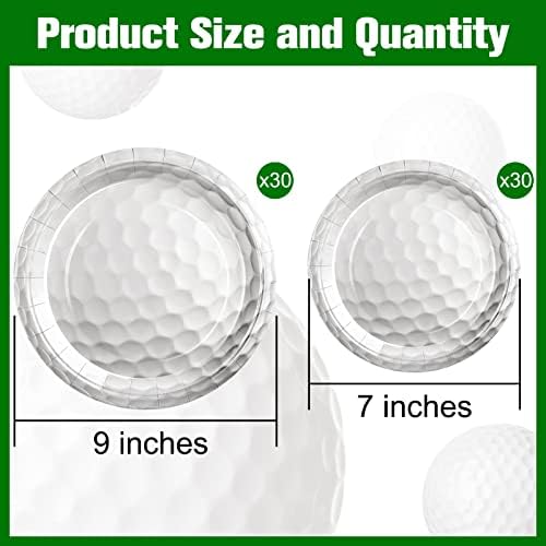 60 Pack Golf Ball Paper Plates, 7 Inch and 9 Inch Golf Paper Plates Dessert - Image 2