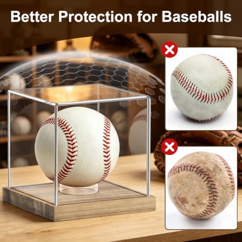 Hooqict Baseball Display Case Clear Acrylic Baseball Holder Display Case UV - Image 4