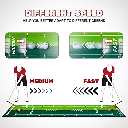 SAPLIZE Golf Putting Mat with Alignment Mirror, Two-Speed Golf Practice Mat - Image 2