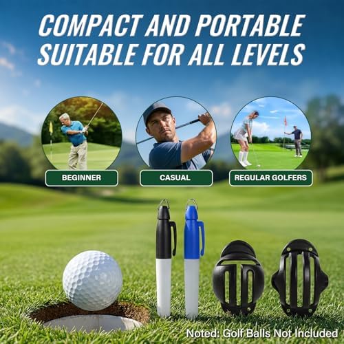 4-Piece Golf Ball Marker Alignment Kit, Stencils & Pens - Image 7