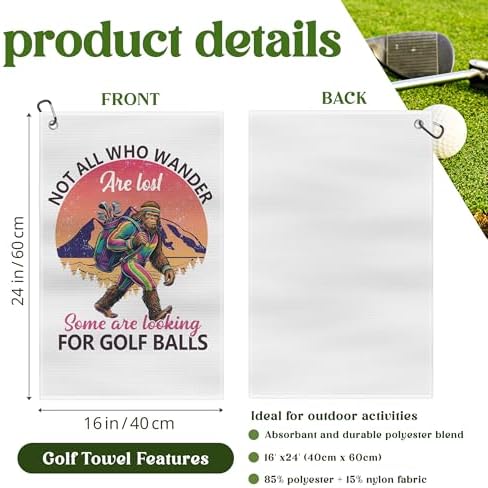 Golf Towel with Clip Not All Who Wander are Lost - Image 2