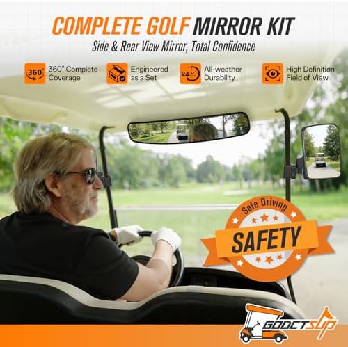 Golf Cart Mirrors, Universal Panoramic Golf Cart Rear View Mirror & No Drilling - Image 2