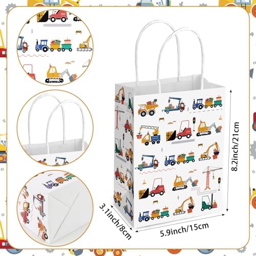 Hxezoc 12 Pieces Construction Vehicle Gift Bags - Image 2