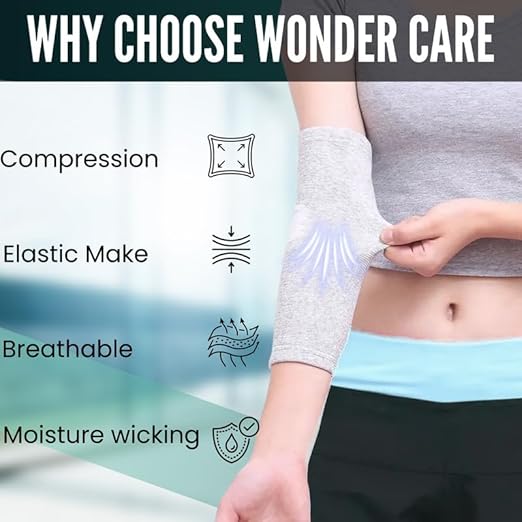 Wonder Care Bamboo Elbow Support Compression Sleeve for Tennis, Golf Elbow, Joint Pain Relief, White, Pack of 2 (X-Large)