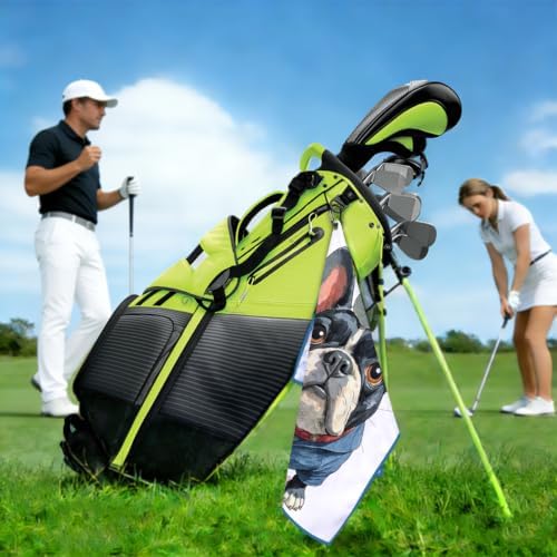 French Bulldog Golf Ball Balancing Print Golf Towel - Image 3