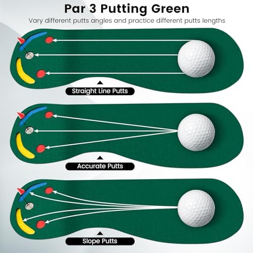 GYMAX Putting Green, 10 x 3 ft Par Three Putting Mat Set - Image 3