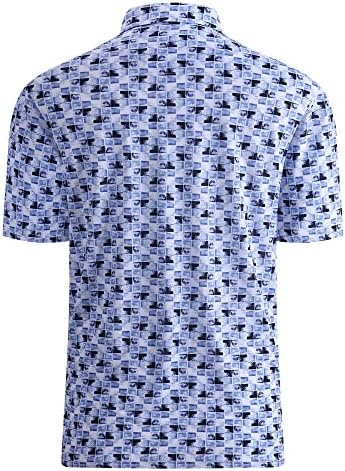 Alex Vando Mens Golf Shirt Moisture Wicking Print Performance Polo Shirt - Image 2